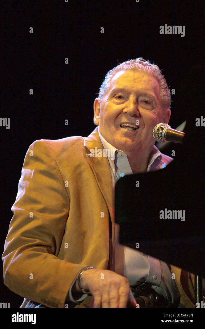 Jerry Lee Lewis playing on the concert in Budapest, Hungary, 2010.10.31 Stock Photo