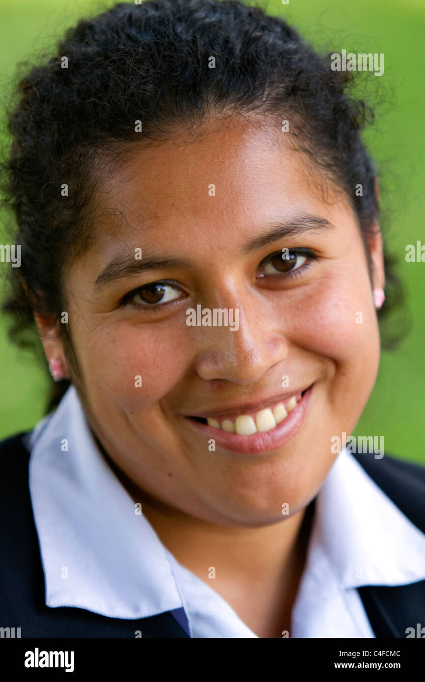 Portrait of a peruvian woman in Lima, Peru. Stock Photo