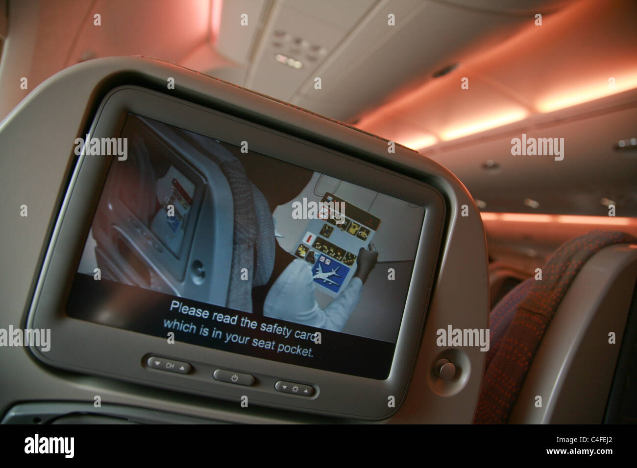 Seat back Video IFE Emirates Air lines Airline Stock Photo Alamy