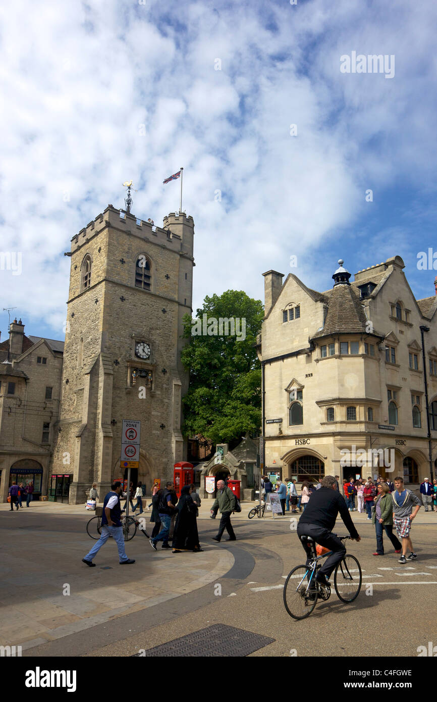 View of Carfax Tower, St Martin's Church, Queen Street,  City Centre, Oxford, Oxfordshire,  England, UK, United Kingdom, GB, Stock Photo