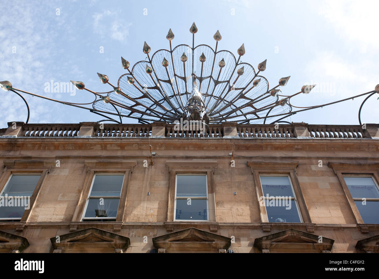 Peacock sculpture over the Buchanan Street facade of Princes Square, Glasgow. Photo:Jeff Gilbert Stock Photo