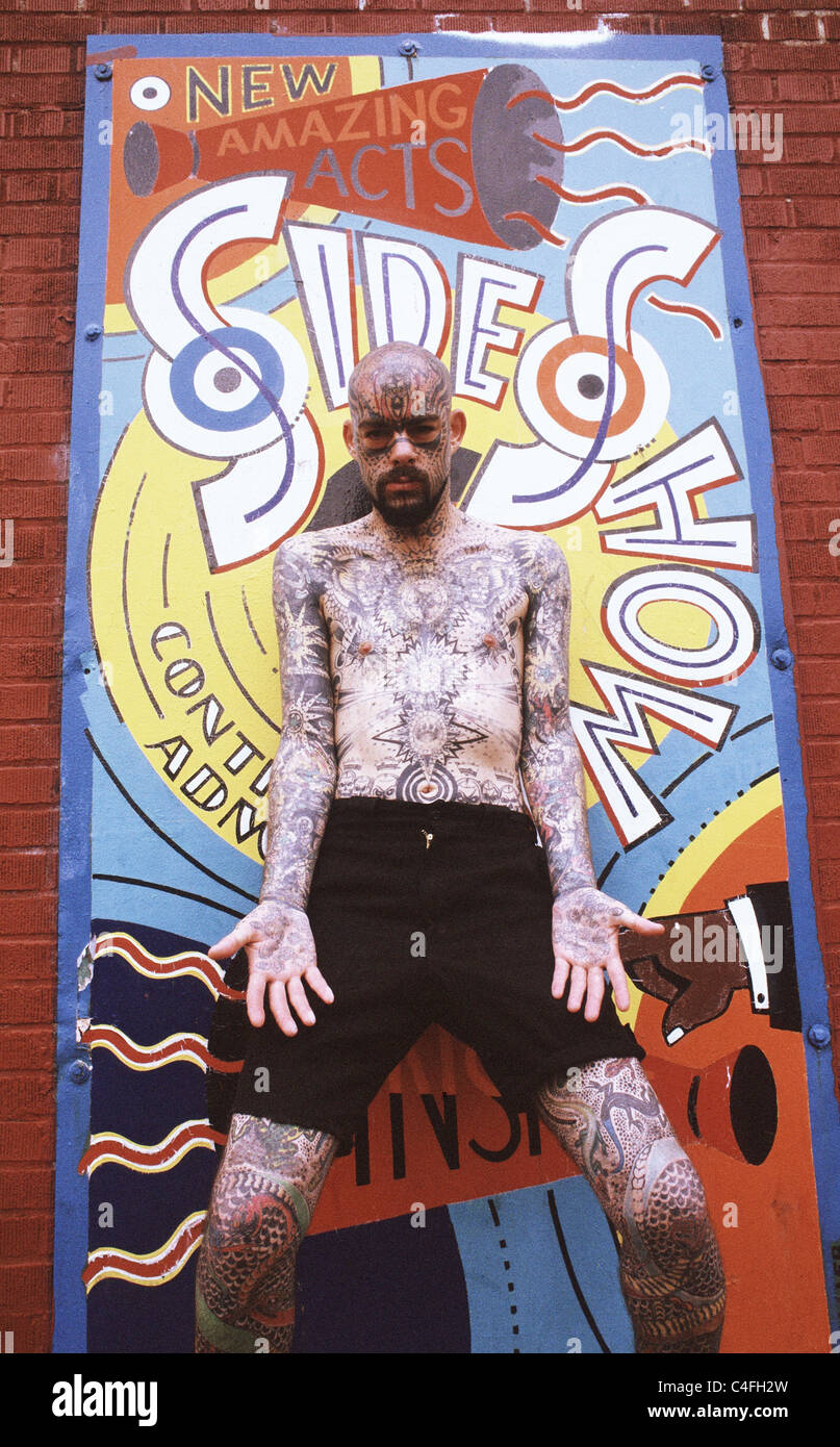 Man with full body tattoo Stock Photo