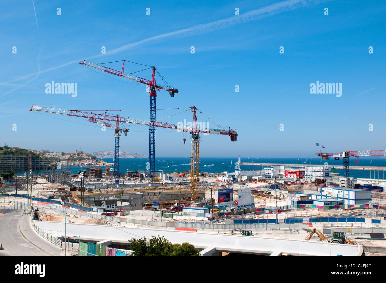Big construction in port of Marseille, France Stock Photo