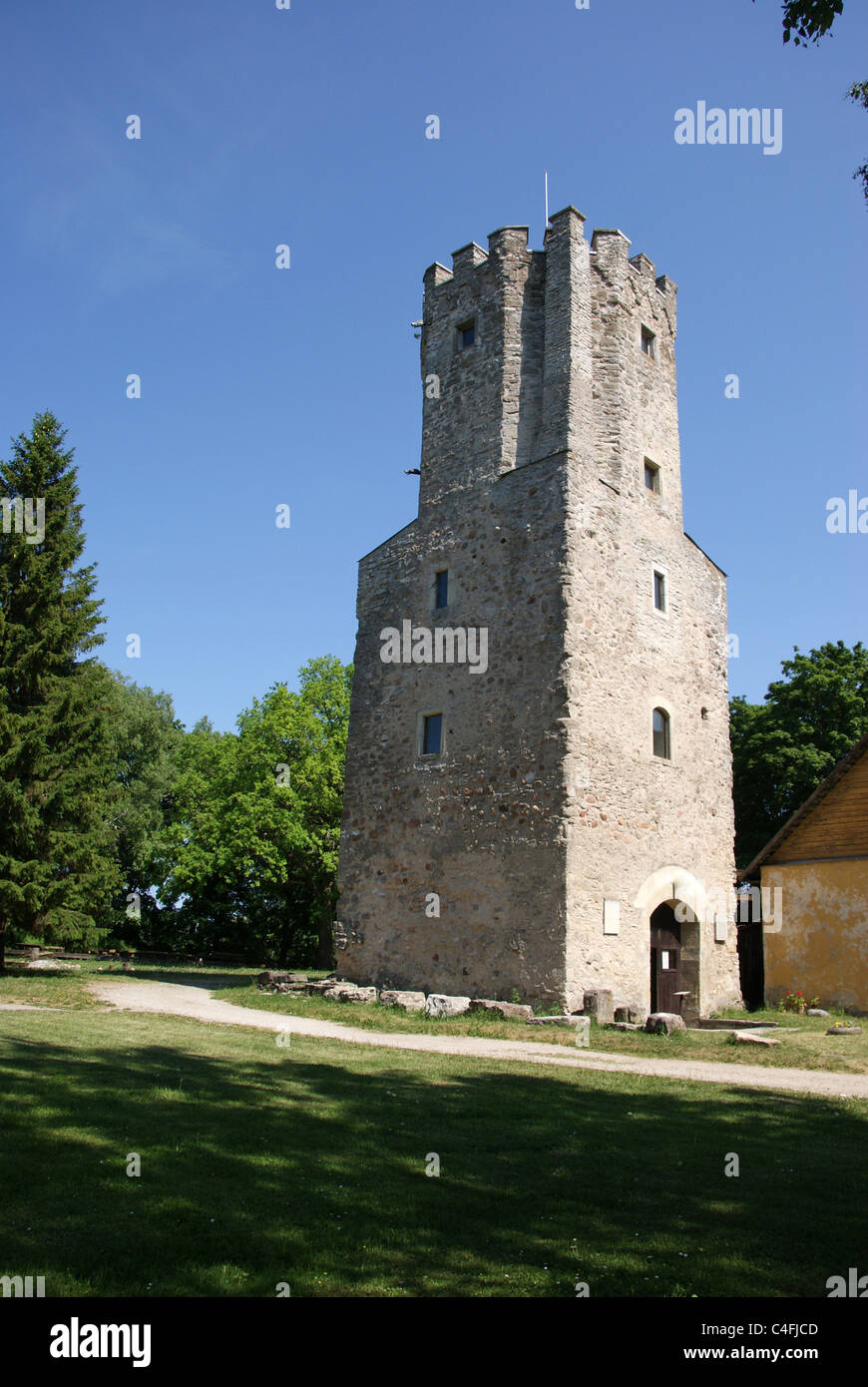 Estonia Porkuni. Reliable strong defensive the castle-tower. 15 century Stock Photo