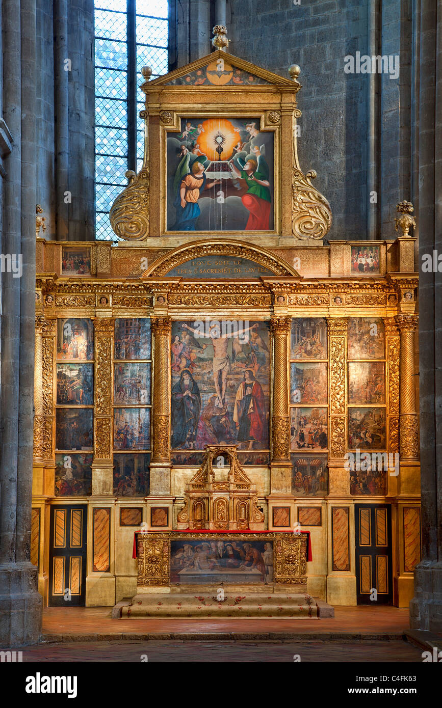 France, Var (83), Saint Maximin la Sainte Baume, Sainte Marie Madeleine basilica, Altarpiece of the passion Stock Photo