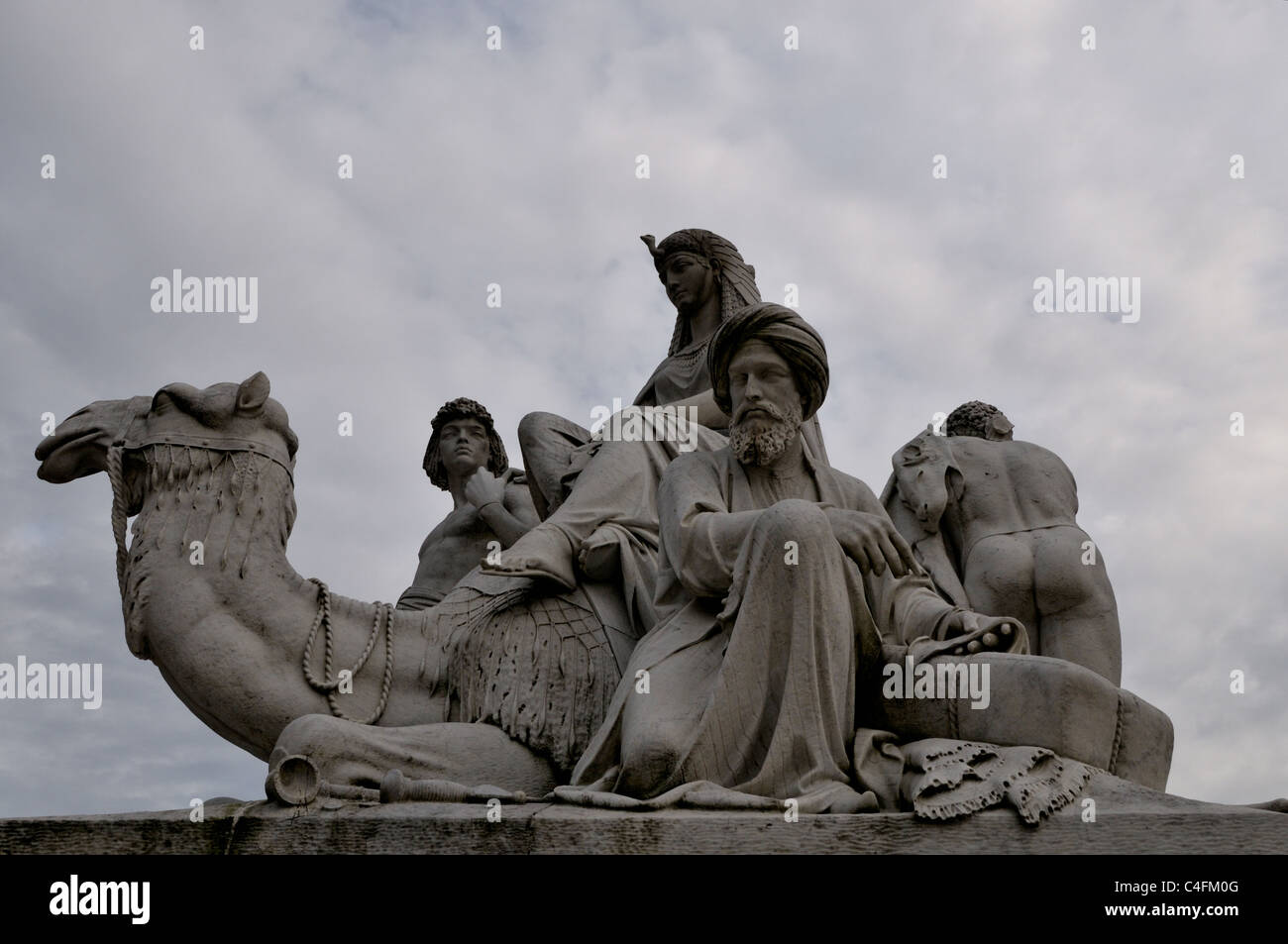 William Theed - sculpture of Africa - one of the continents at the Albert Memorial in London -United Kingdom Stock Photo