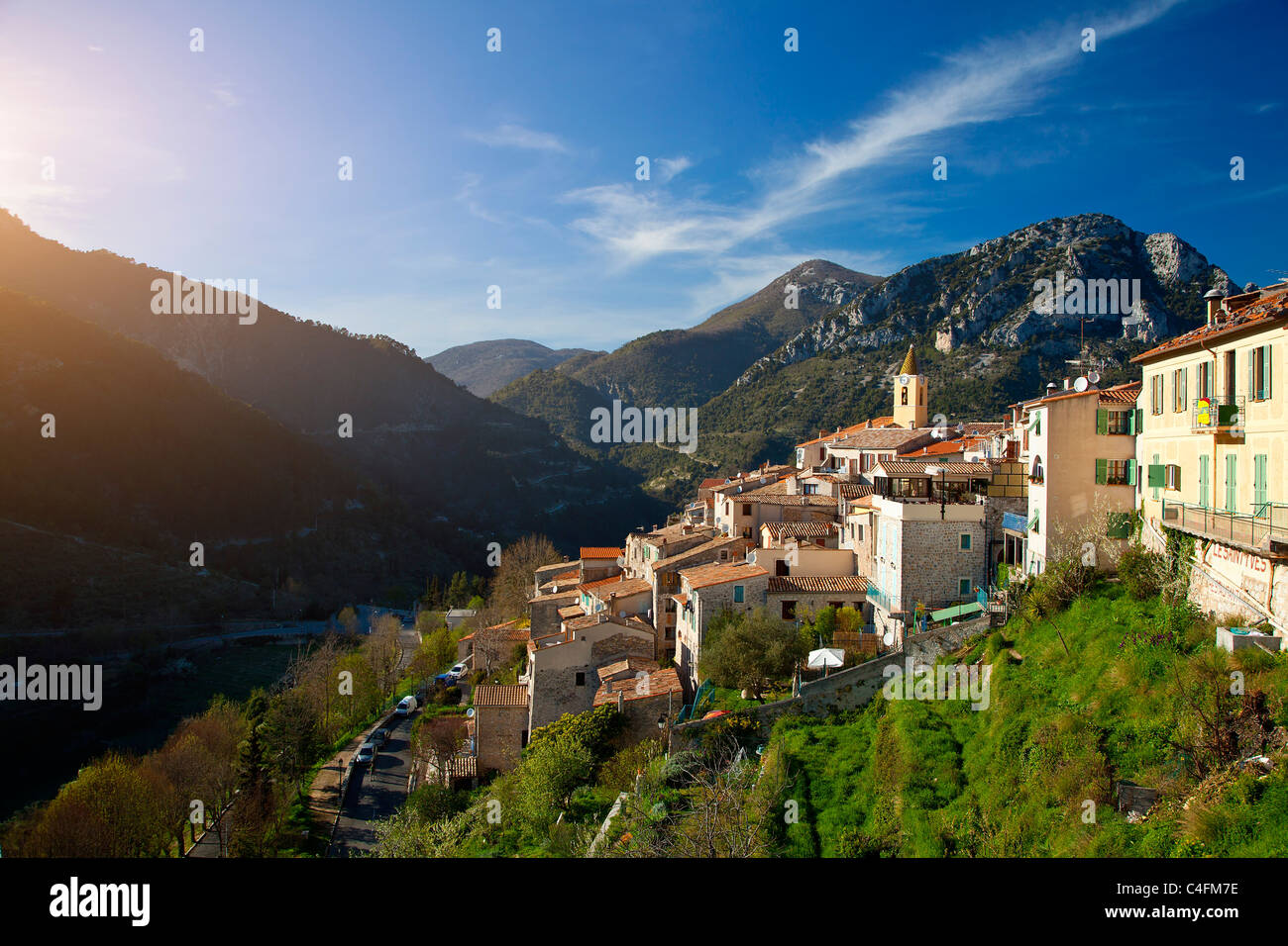 Saint Agnes village, labelled Les Plus Beaux Villages de France (The Most Beautiful Villages of France) Stock Photo