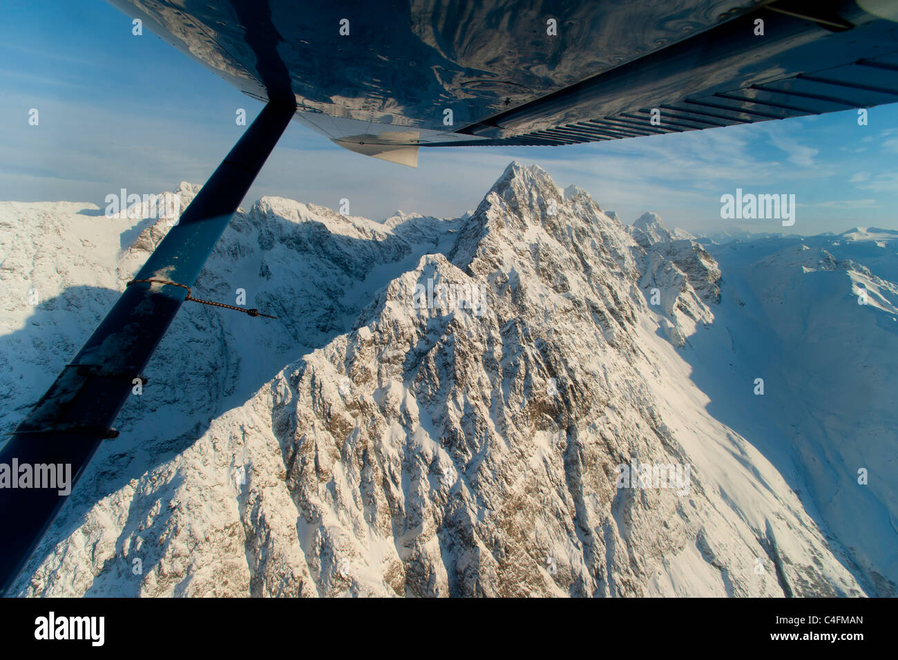 View of the Eagle Glacier from a Cessna 170 Stock Photo