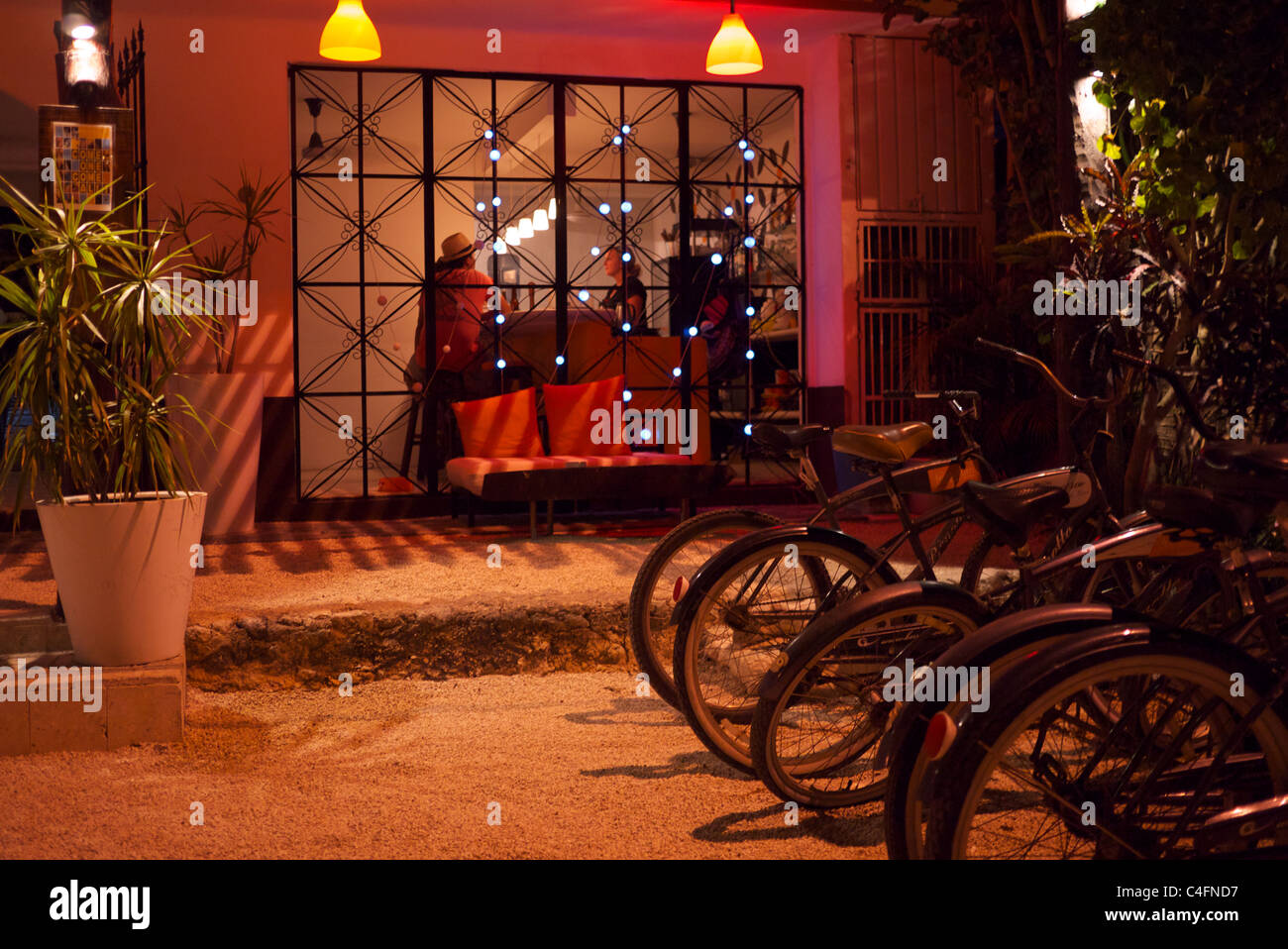 Teetotum hotel at night in Tulum Stock Photo - Alamy