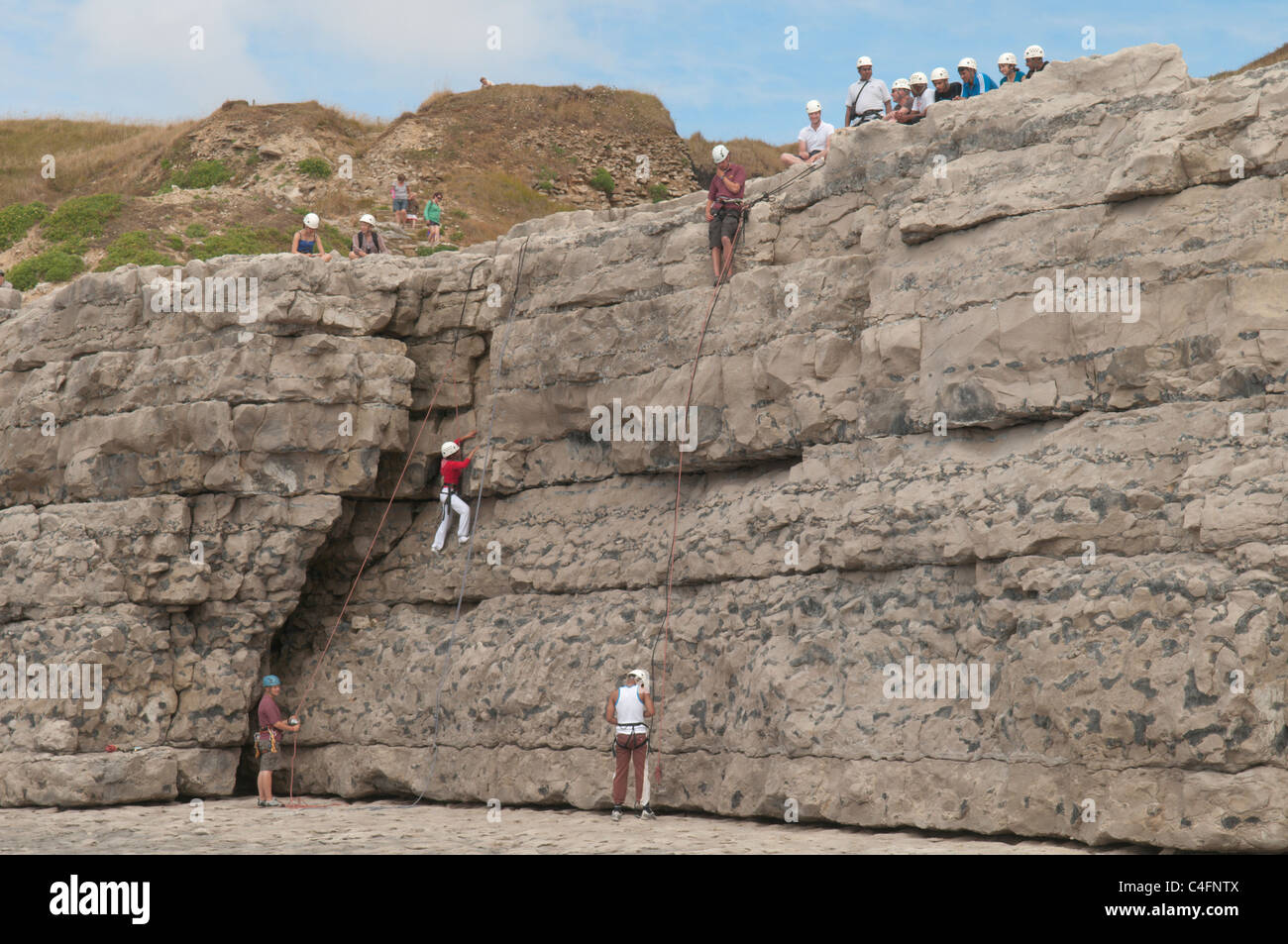 Dancing Ledge, Swanage, Dorset, UK. July. Rock climbing Stock Photo Alamy