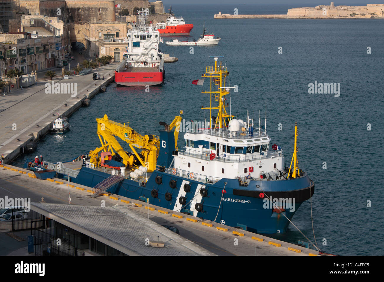 The offshore supply ship Marianne-G in Malta's Grand Harbour Stock Photo