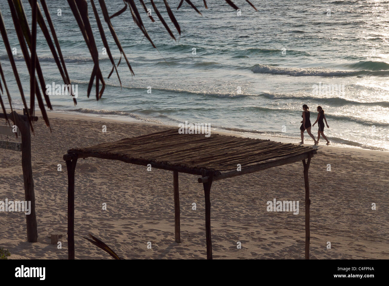 palapa at sunset Stock Photo