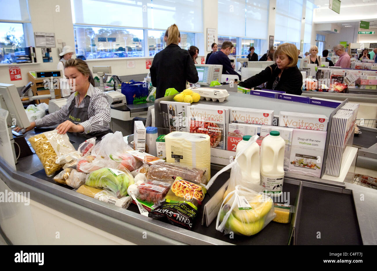 Checkout at Waitrose supermarket newmarket Suffolk Stock Photo