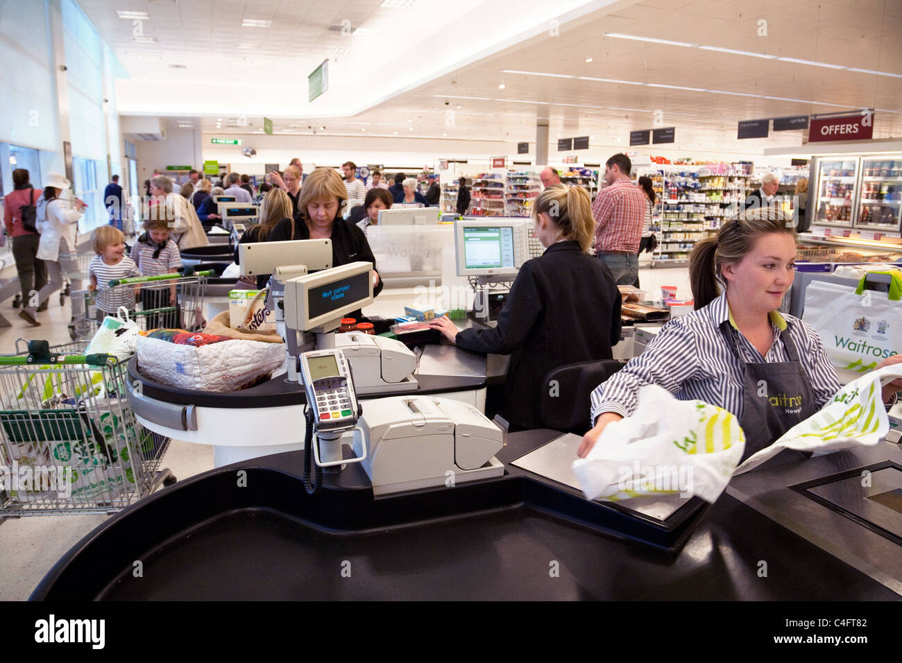 Checkout at Waitrose supermarket newmarket Suffolk Stock Photo