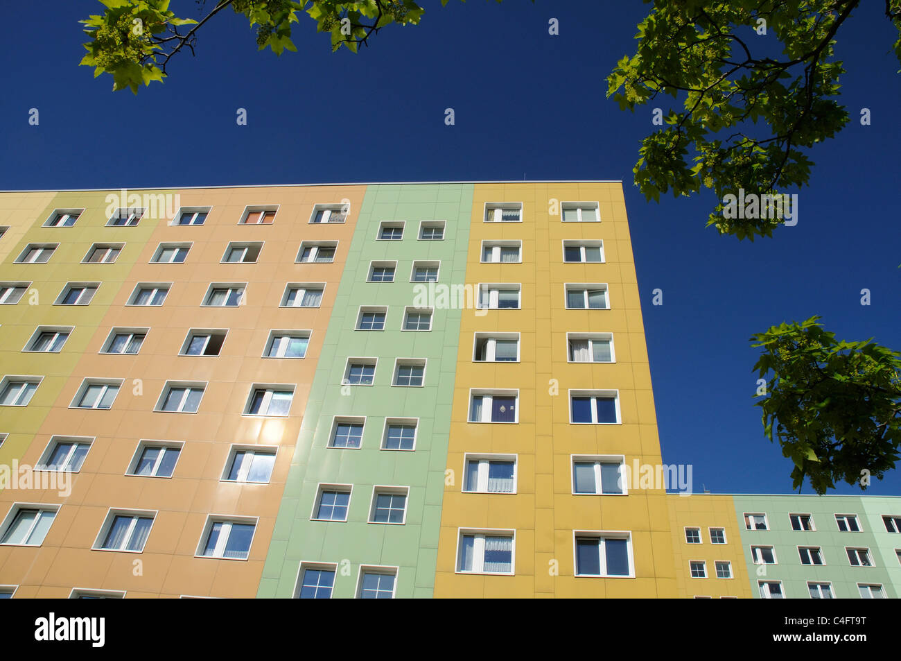 A coloured block of flats in ex East Berlin Stock Photo Alamy