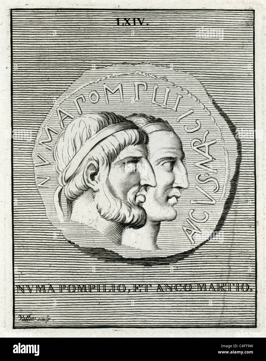 Classical portrait of Numa Pompilius the legendary second king of Rome, succeeding Romulus. Stock Photo