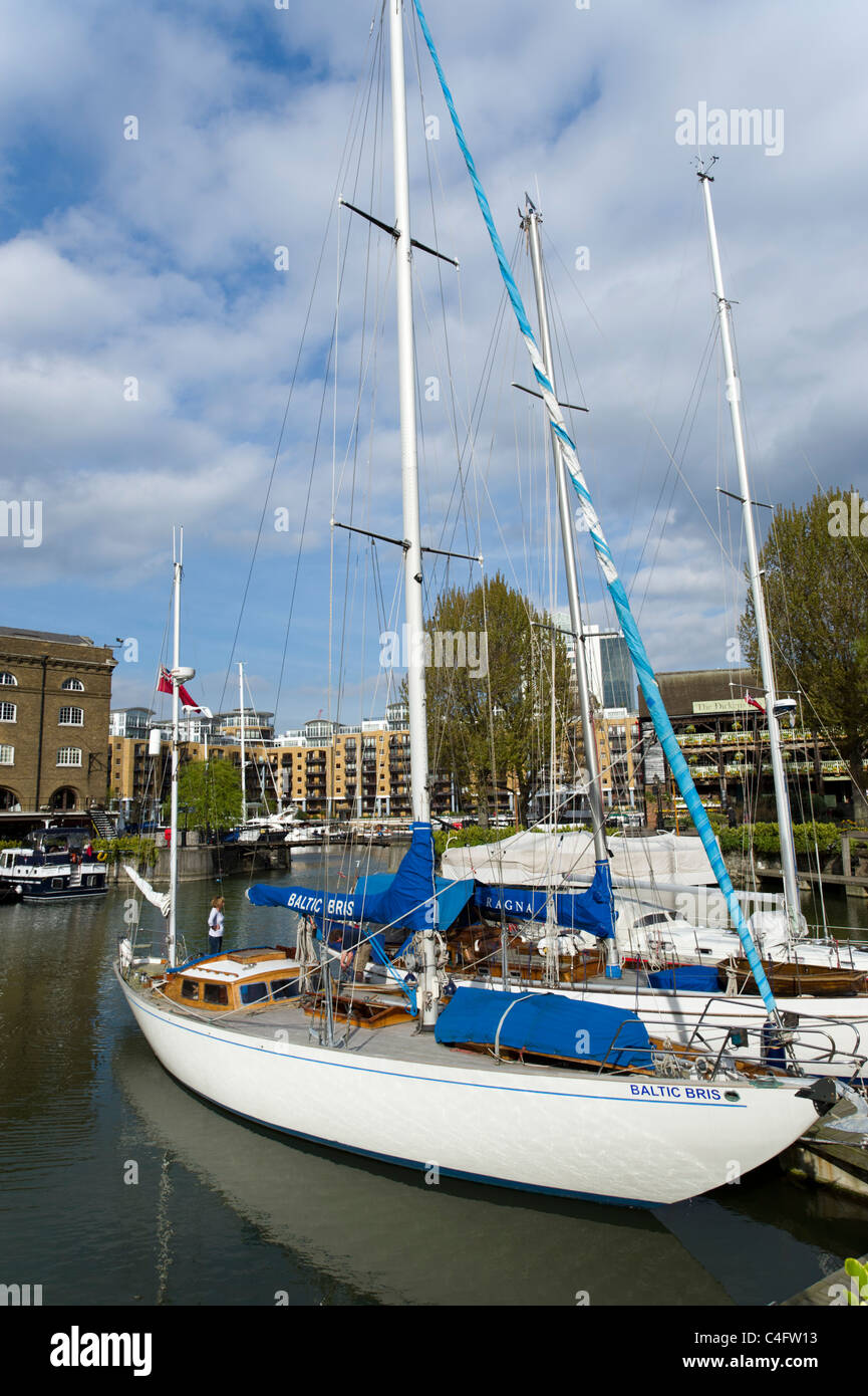 Yacht at St Katherine's Dock, London, UK Stock Photo