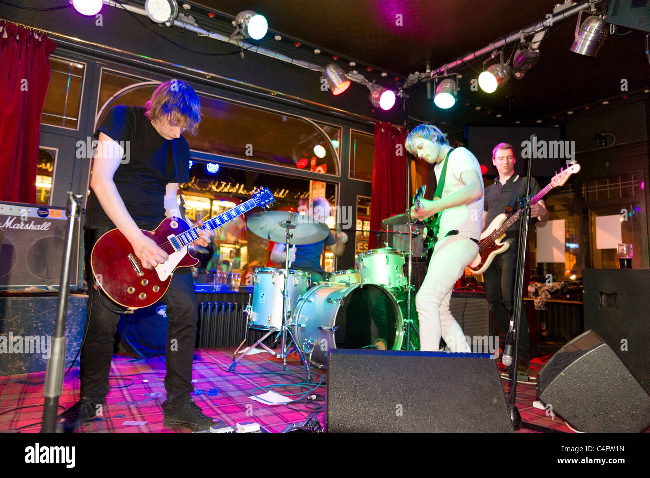 Rock and roll band playing in a pub, Camden Town, London, UK Stock Photo