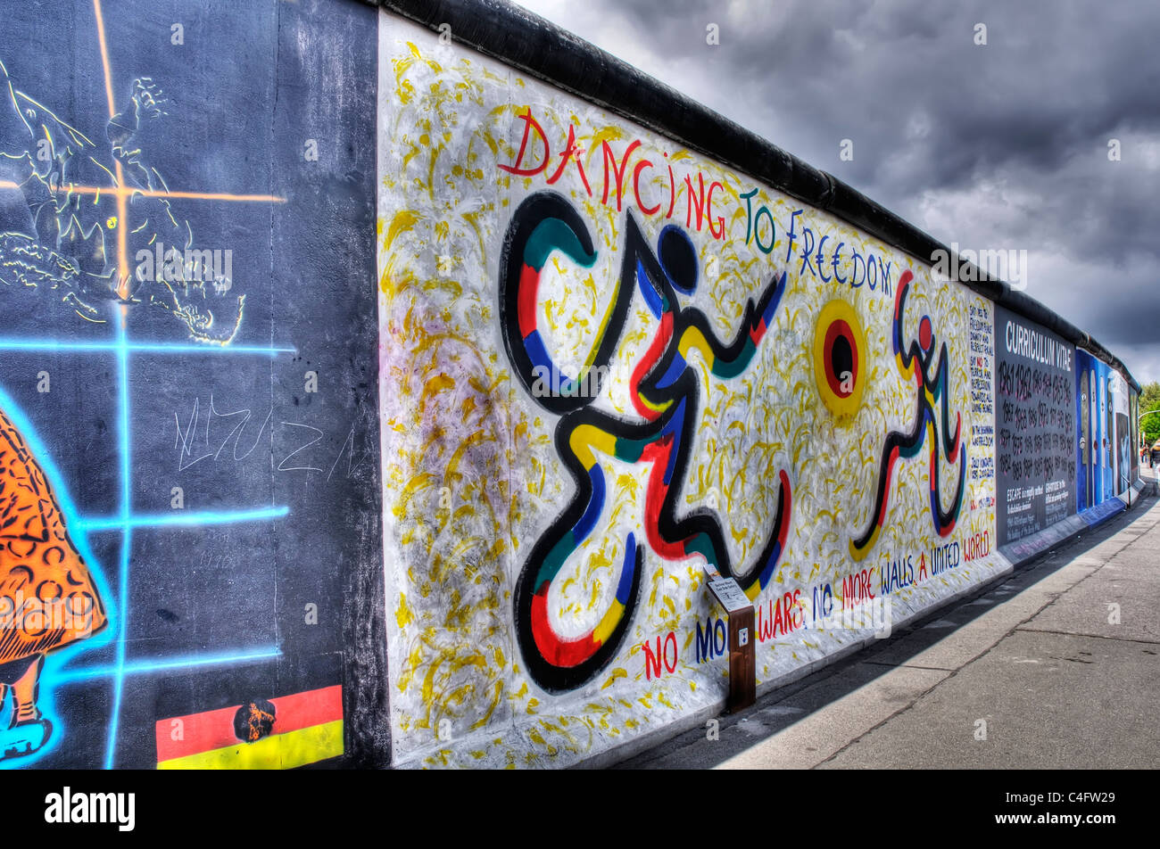 Wall murals at the East Side Gallery in Berlin Stock Photo