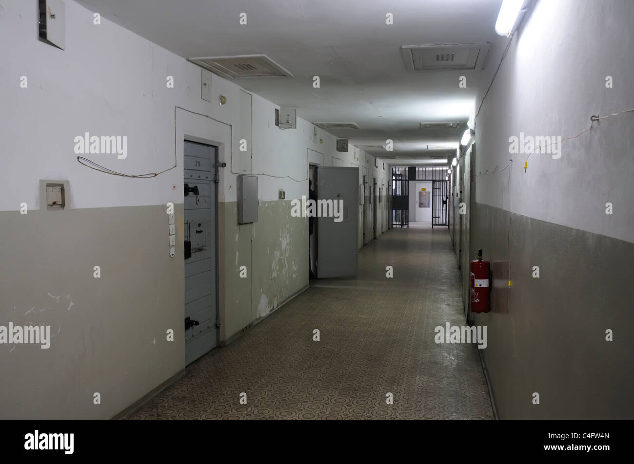 Corridors and cells in Hohenschonhausen prison in East Berlin, Germany Stock Photo