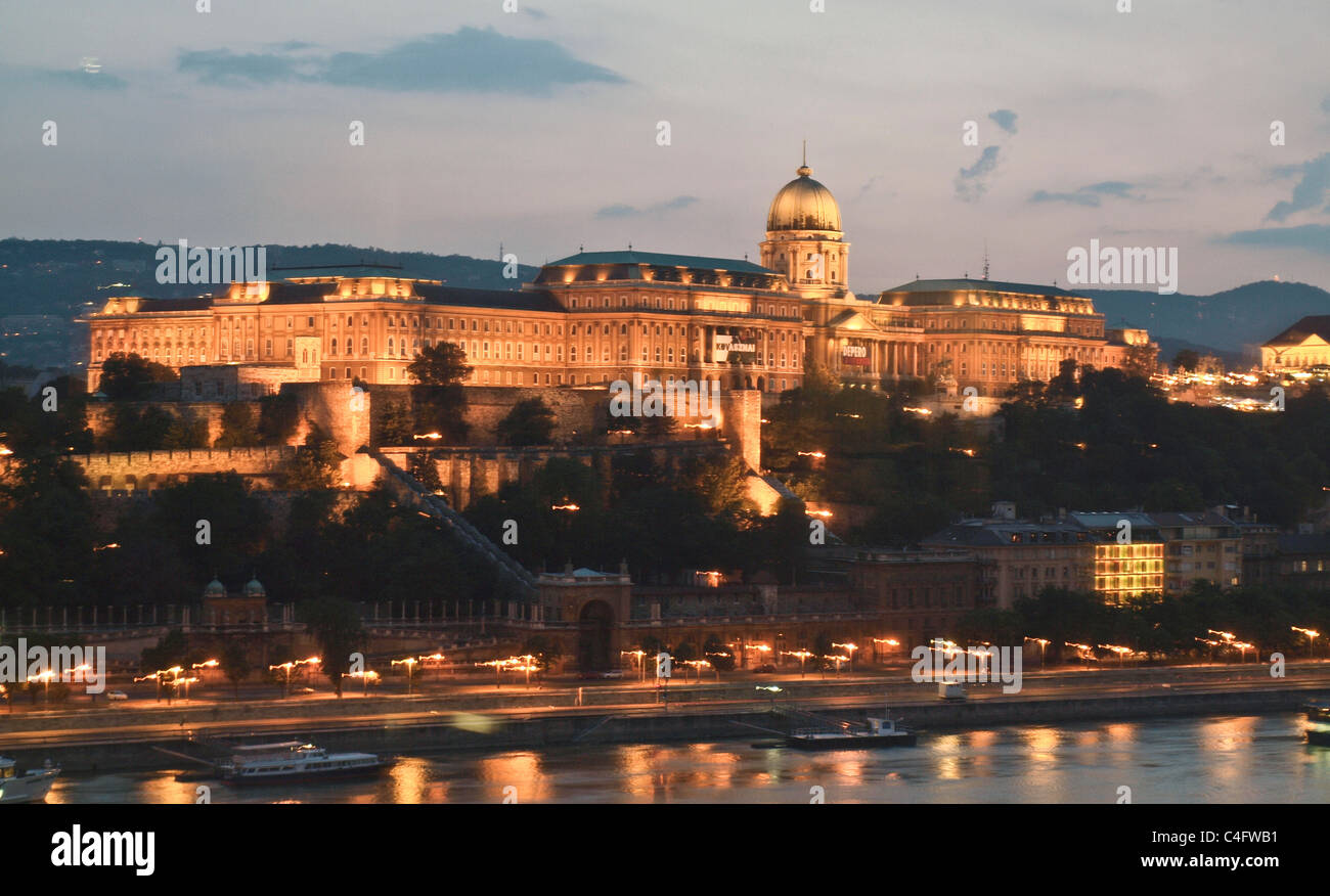 Royal Palace on Castle Hill. The west side of the Danube River is the Buda section of Budapest, Hungary Stock Photo