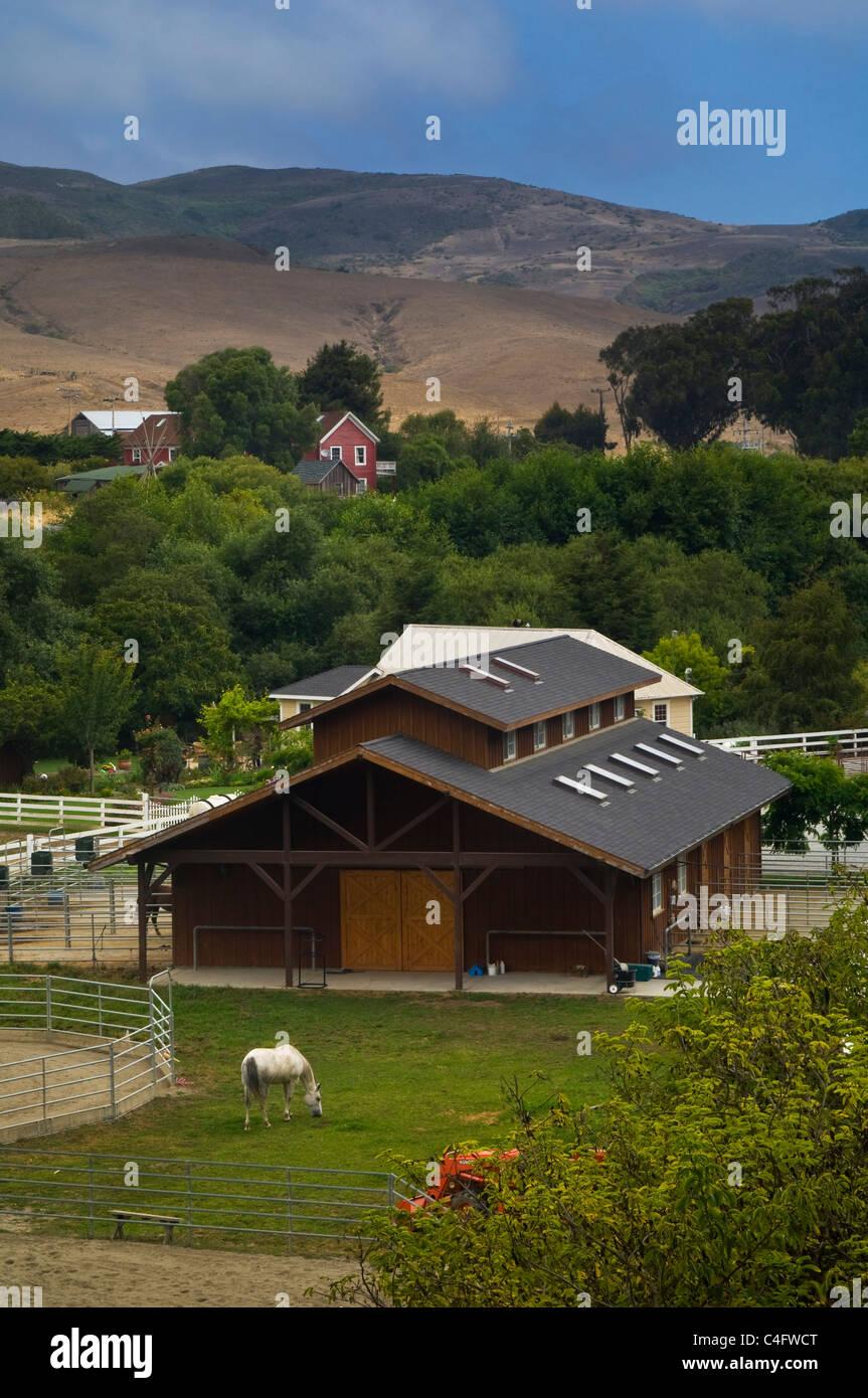Horse farm and hills at San Gregorio, San Mateo County, California Stock Photo