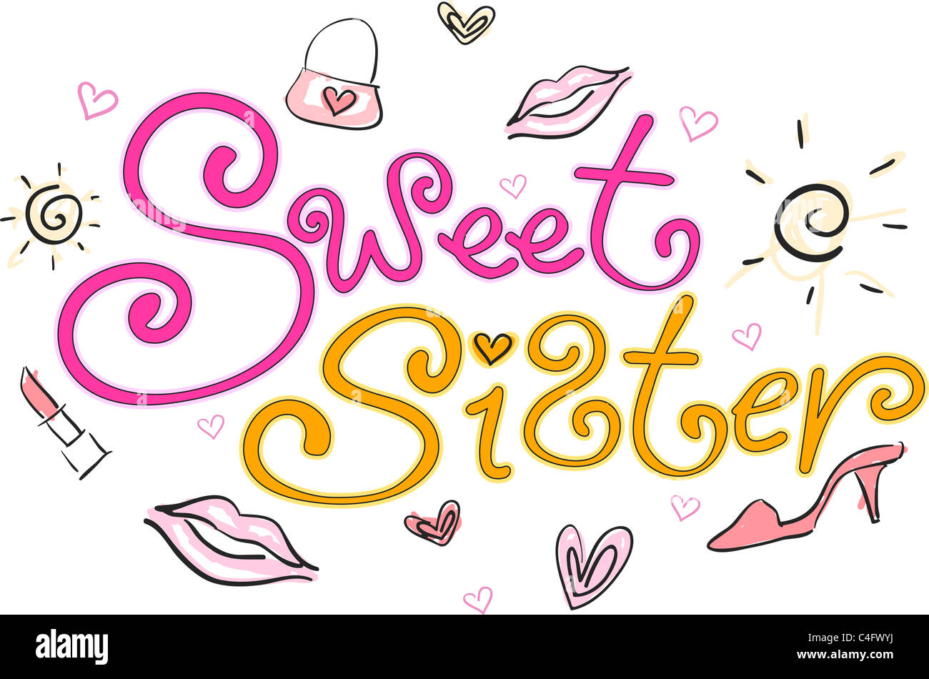 illustration-featuring-the-words-sweet-sister-stock-photo-alamy