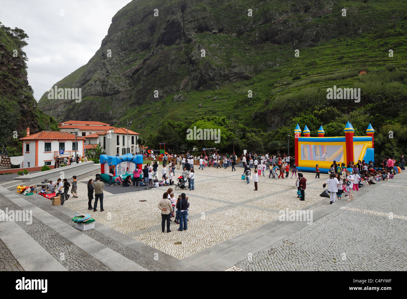 Children enjoying childrens day , Sao Vicente, Madeira. Stock Photo