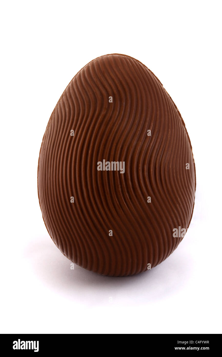 Chocolate easter egg over white Stock Photo