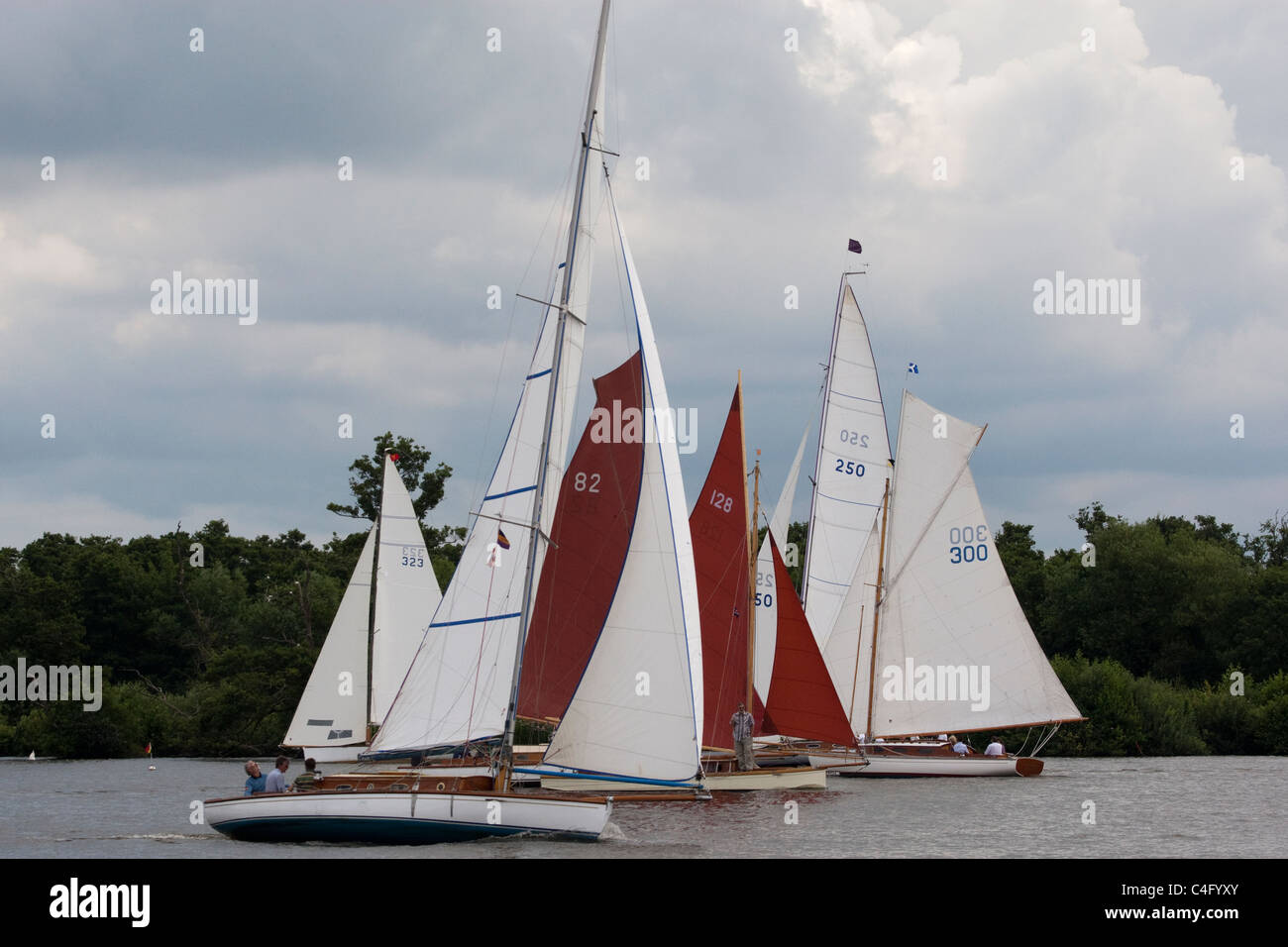 Sailing on the Norfolk Broads Stock Photo Alamy