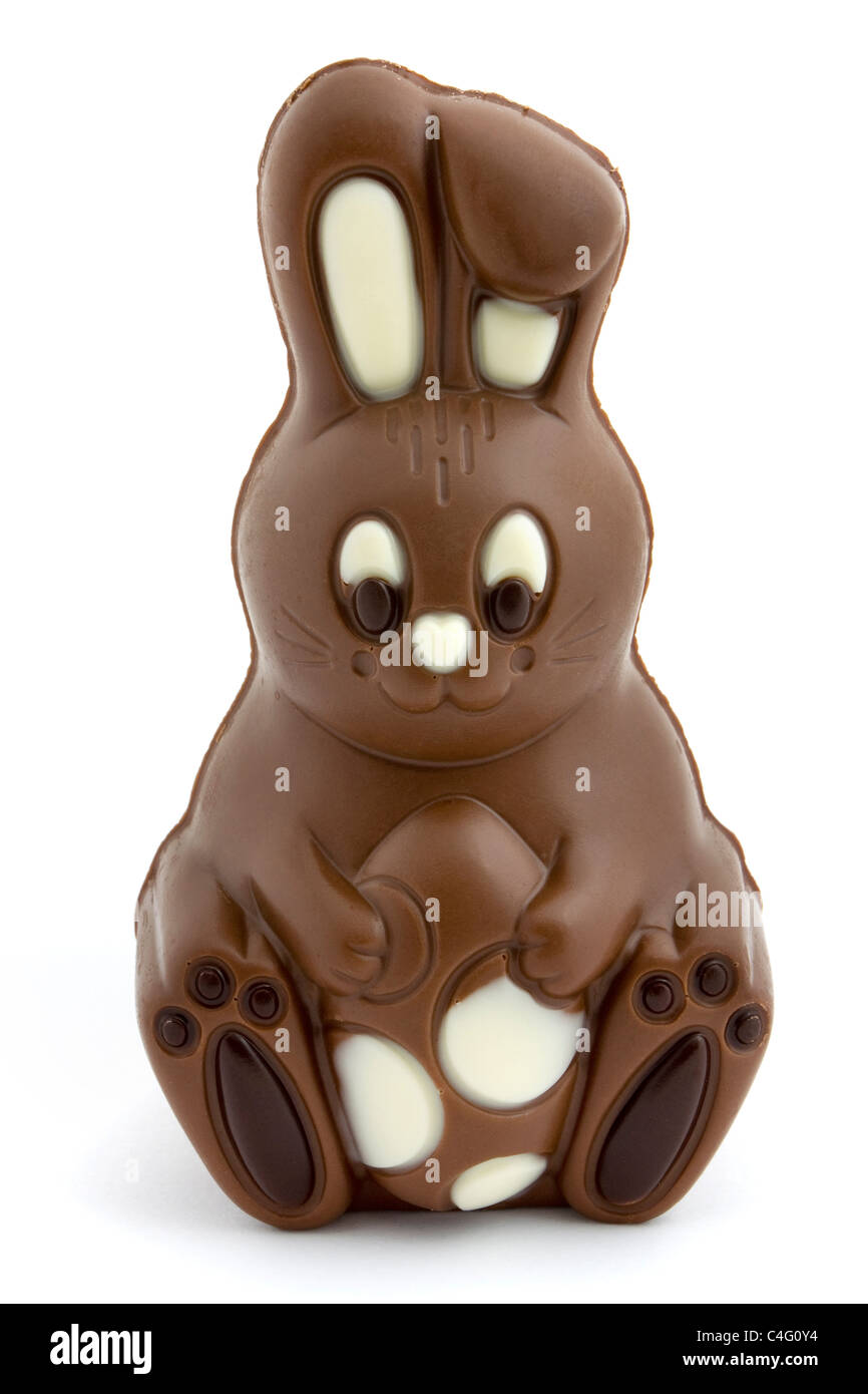 Chocolate easter bunny on a white background Stock Photo - Alamy
