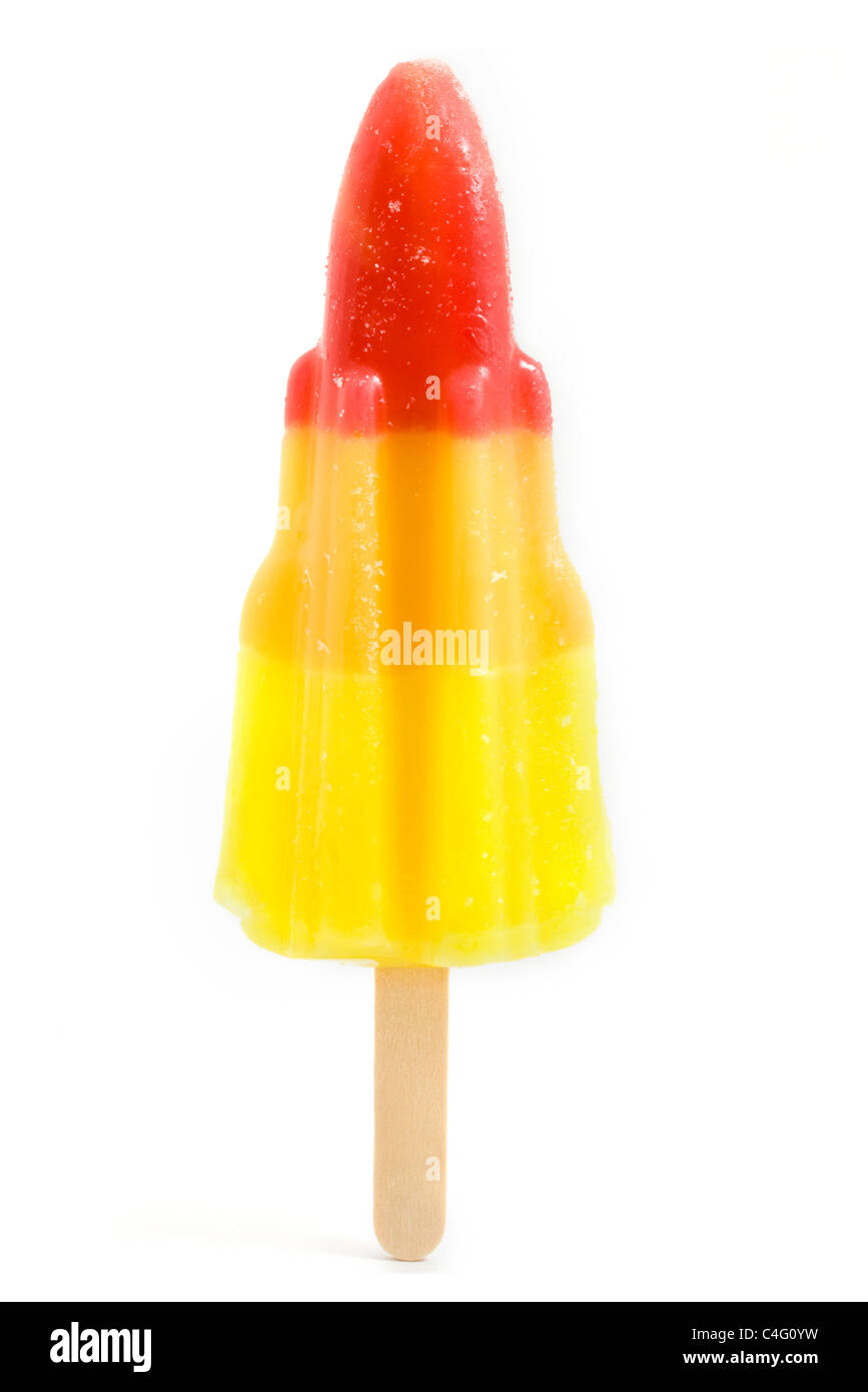 Single rocket shaped ice lolly isolated on a white baackground Stock Photo