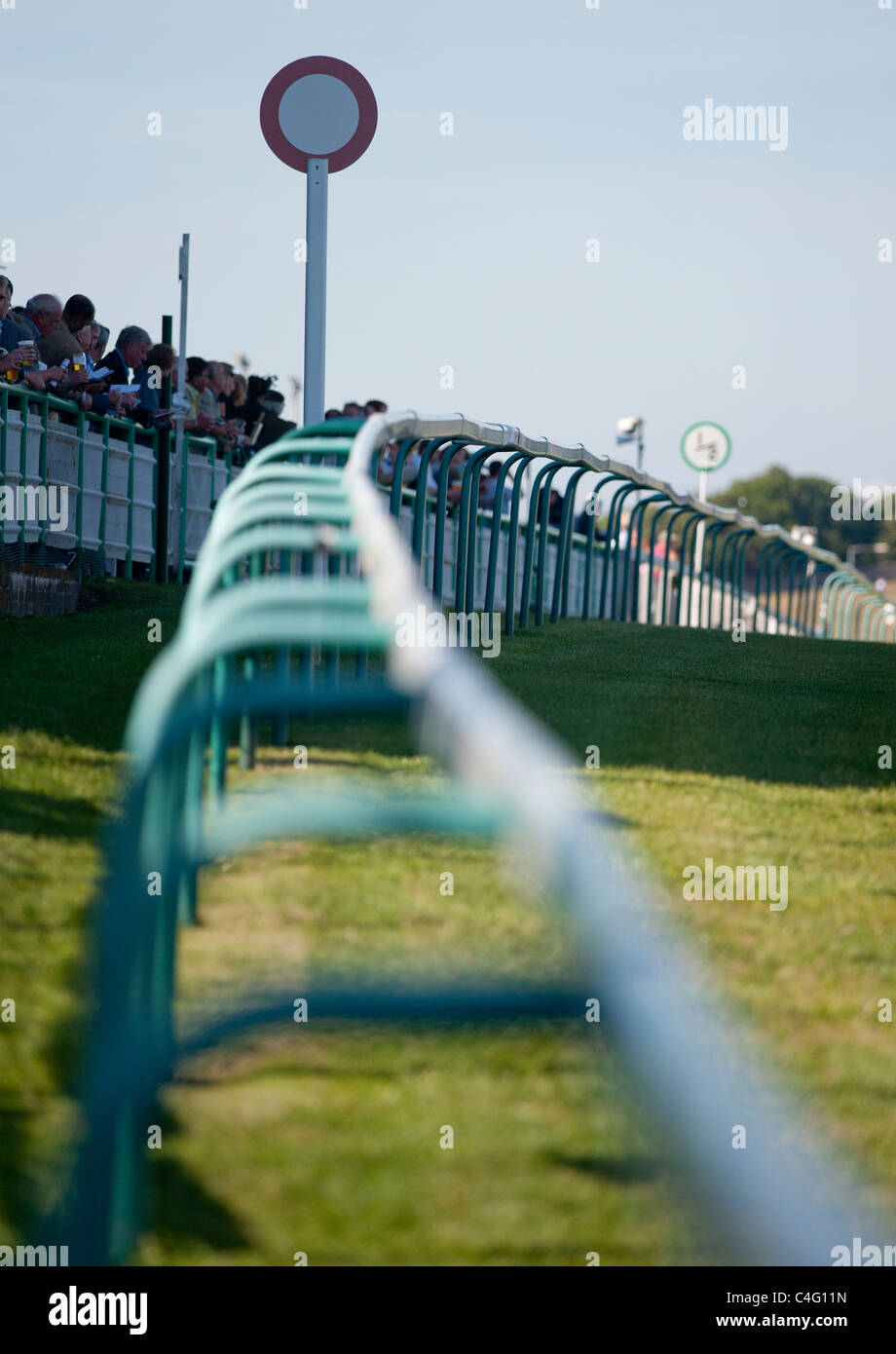 Winning Post at Brighton racecourse, Sussex, UK Stock Photo