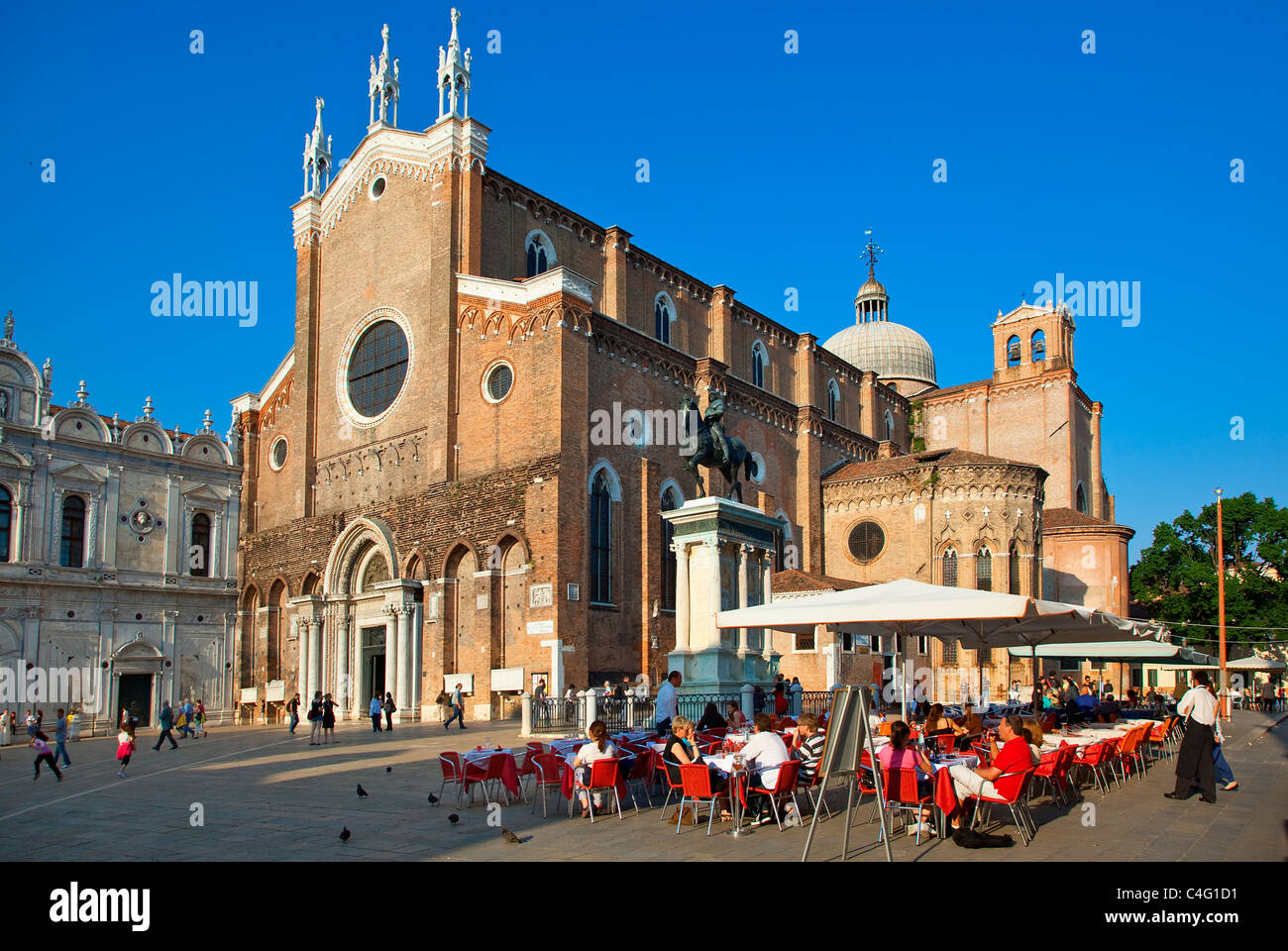 Venice, Campo San Giovanni e Paolo and San Giovanni e Paolo Basilica Stock Photo