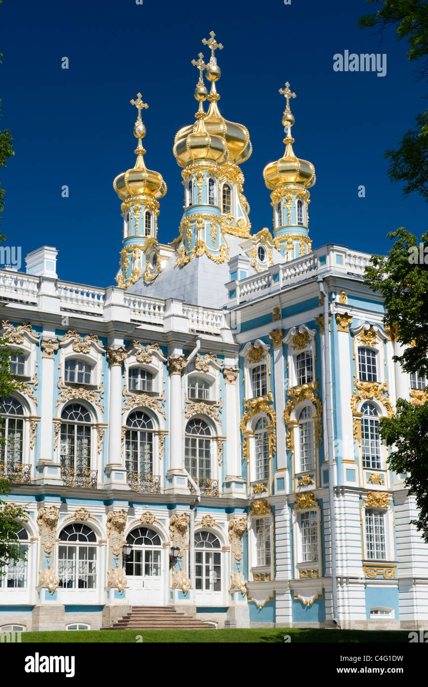 Russia , St Petersburg , Baroque Catherine Palace built 1721 transformed Tsarina Elizabeth Pushkin Tsarskoe Selo Stock Photo