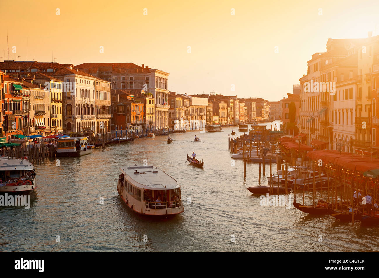 Venice, Grand Canal View from Rialto Bridge Stock Photo