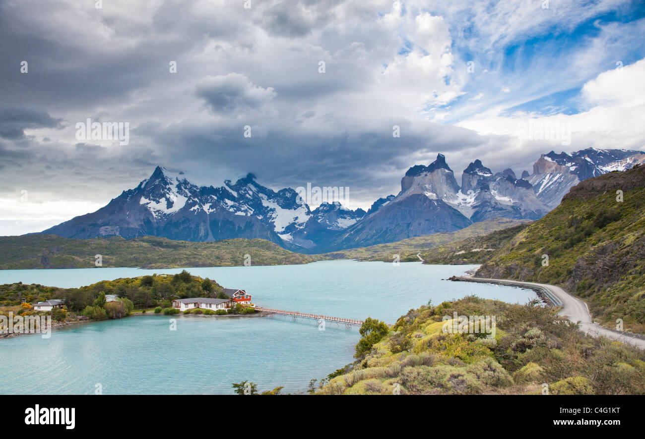 Hosteria Pehoe and Lake Pehoe, Torres del Paine National Park, Chile ...