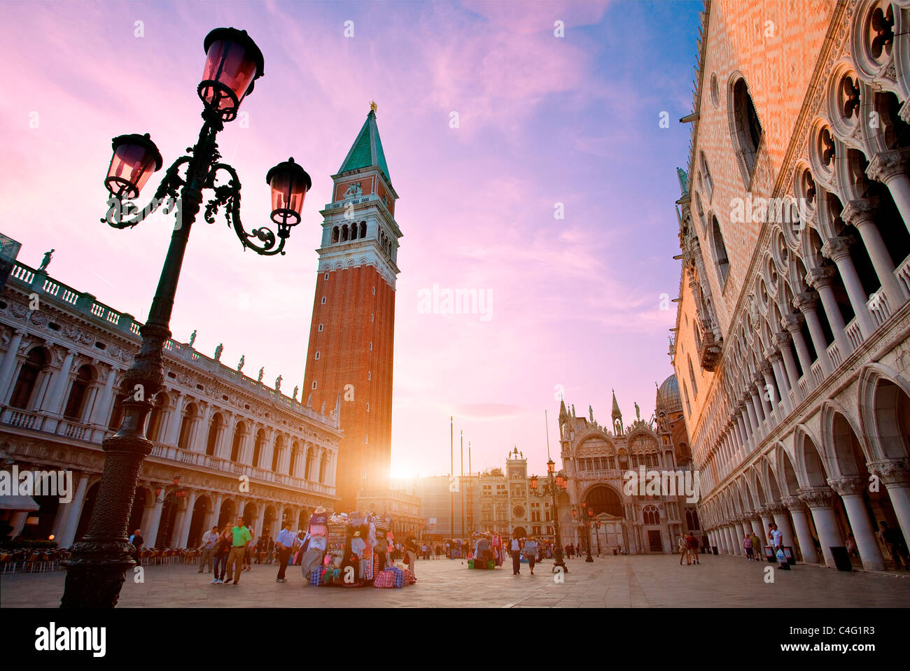 Venice, Piazza San marco at Sunset Stock Photo