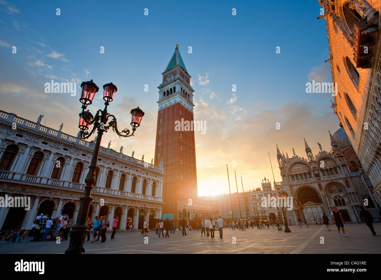 Venice,  Piazza San marco at Sunset Stock Photo