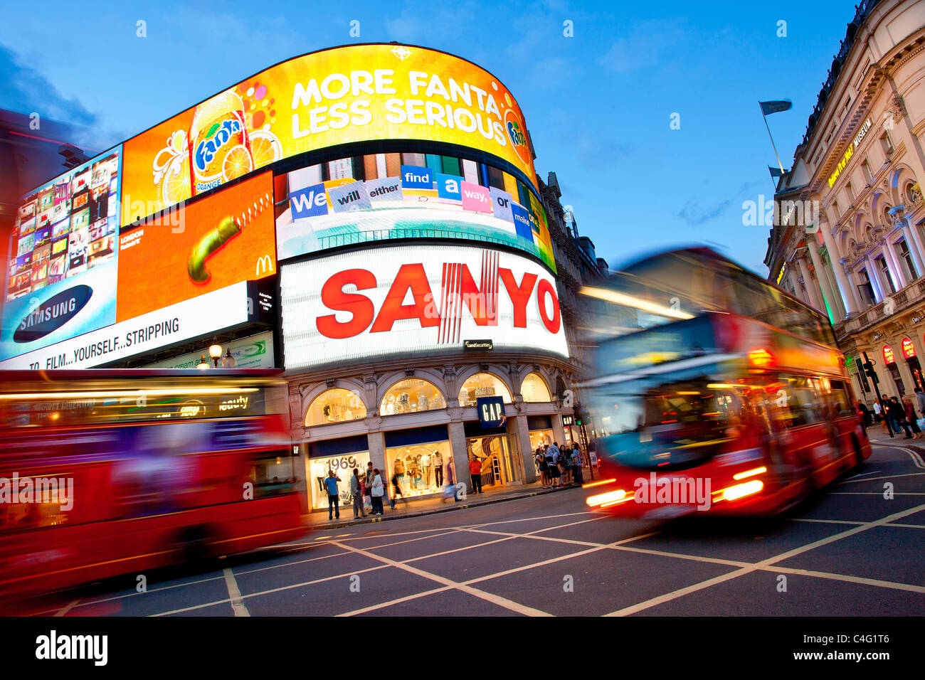 Europe, United Kingdom, England, London, Piccadilly Circus by Night Stock Photo