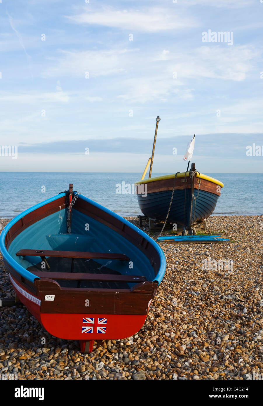 Fishing Boats on Beach at Worthing West Sussex Stock Photo - Alamy