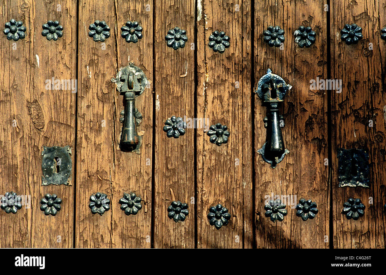 Door on a church in Alozaina Andalusia Spain Stock Photo