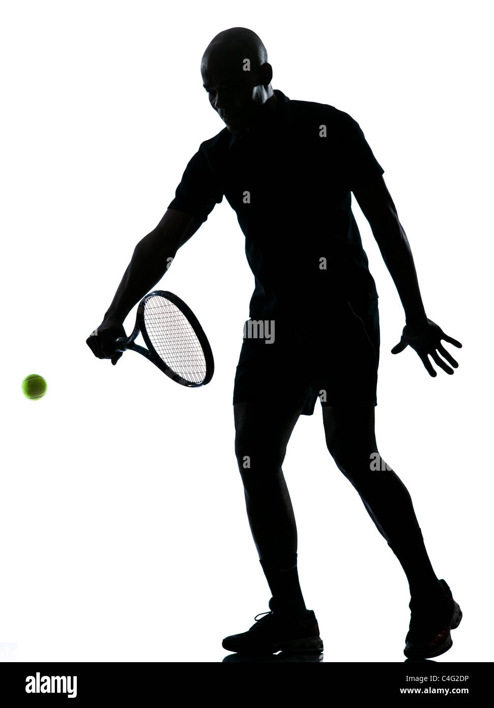 man african afro american playing tennis player backhand, on studio ...