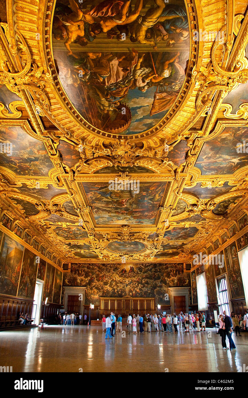 Venice, Doge's Palace (Palazzo Ducale), the Great Council Room Stock Photo