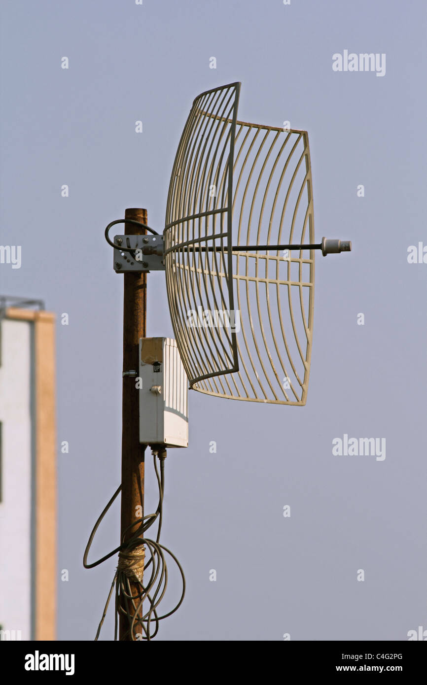 DVB broadcast MMDS dish Receiving Antenna, Pune, Maharashtra, India Stock Photo