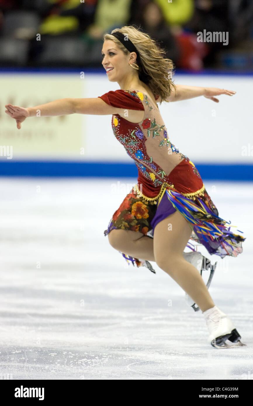 Sarah Arnold and Justin Trojek compete at the 2010 BMO Skate Canada National Championships in London, Ontario, Canada. Stock Photo