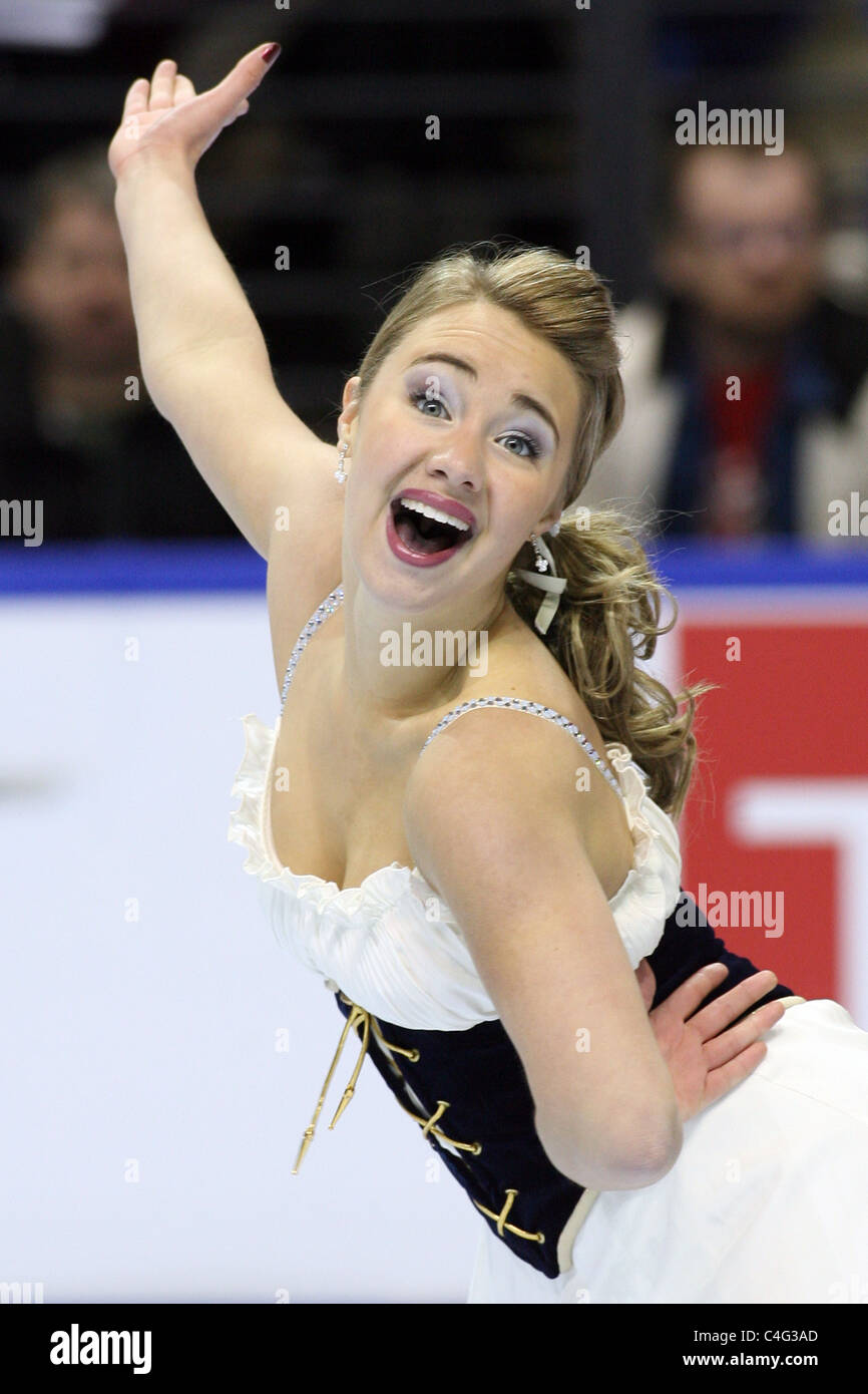 Karen Routhier competes at the 2010 BMO Skate Canada National Championships in London, Ontario, Canada. Stock Photo