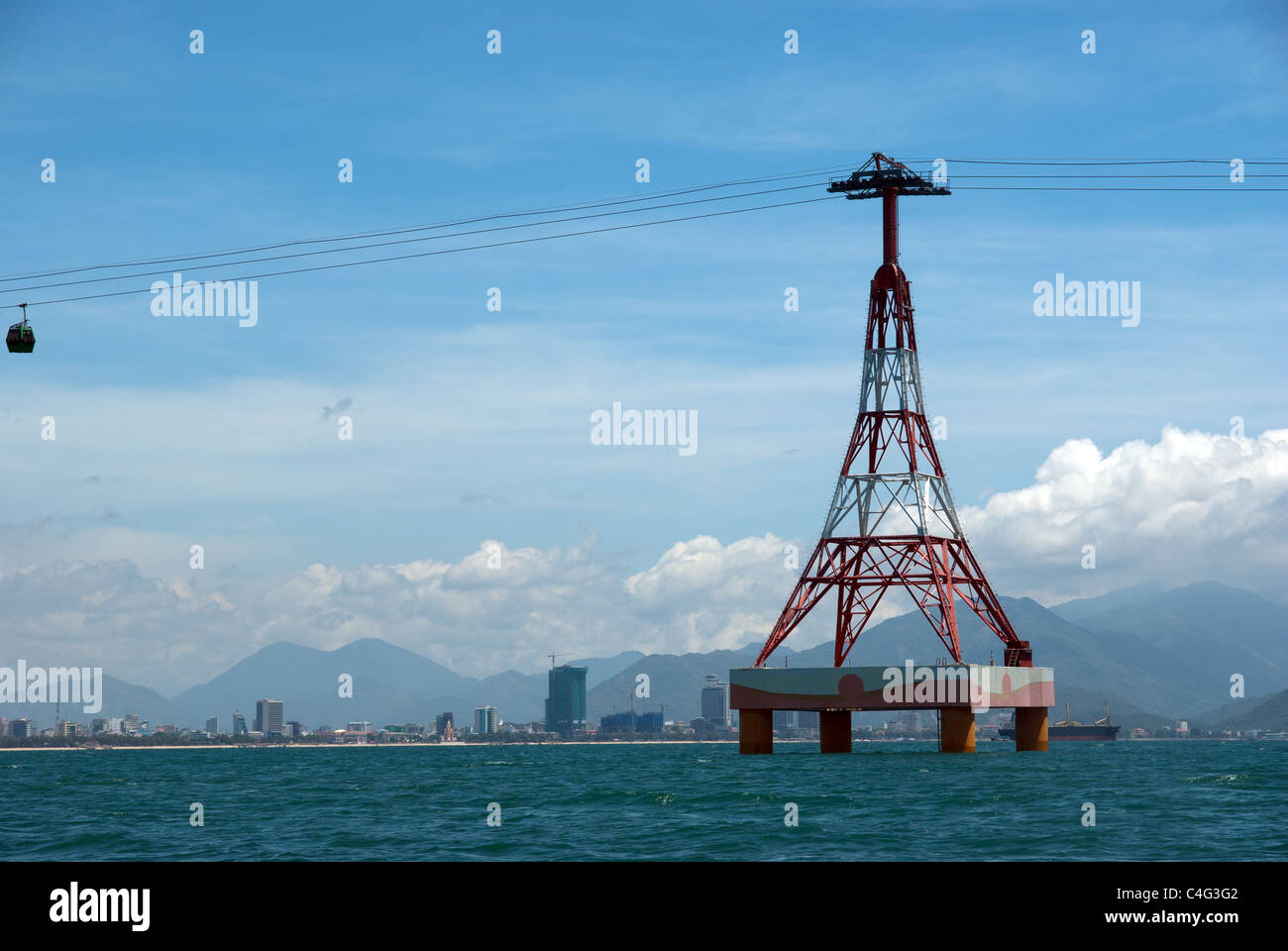 Cable car platform at Nha Trang, Vietnam Stock Photo