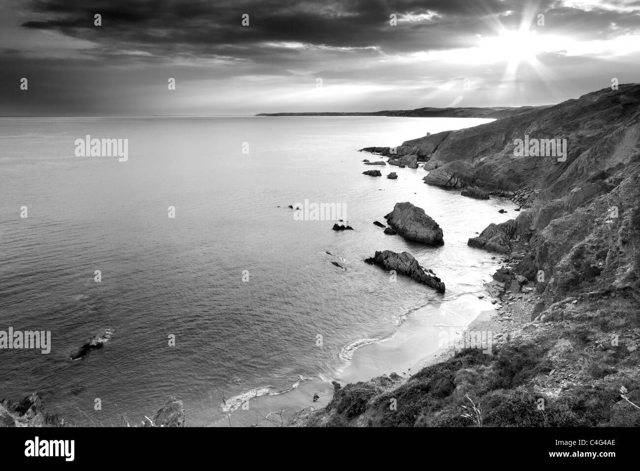 view of Freathy Beach Whitsand Bay Cornwall UK Stock Photo