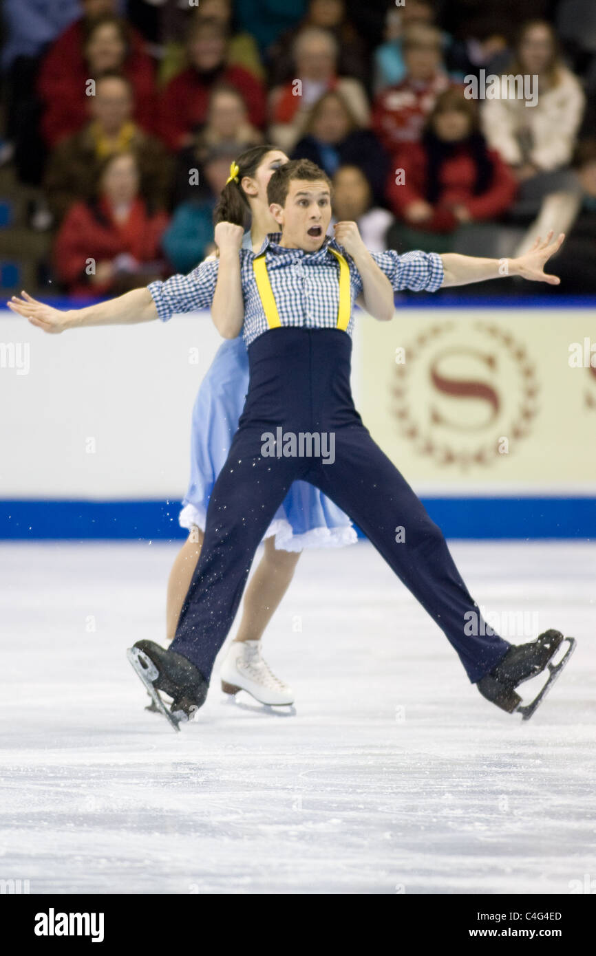 Helene Letourneau and Kevin Boczar compete at the 2010 BMO Skate Canada National Championships in London, Ontario, Canada. Stock Photo